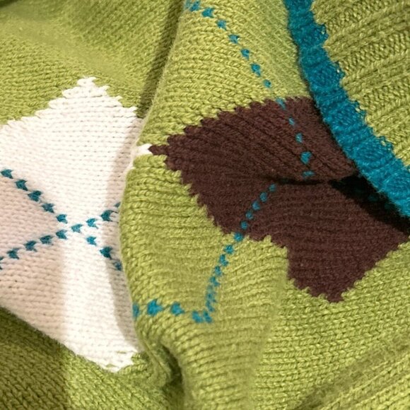 Cato SZ18/20 Green Argyle Short Sleeve Sweater 80's Academia Preppy Golf Classic - Picture 7 of 10